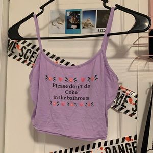 lavender please don’t do coke in the bathroom tank top
